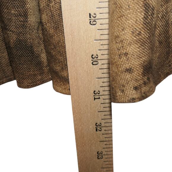 Lauren Ralph Lauren Midi Skirt Women 6 Brown 100% Linen Full Artsy Abstract Boho - Picture 7 of 9